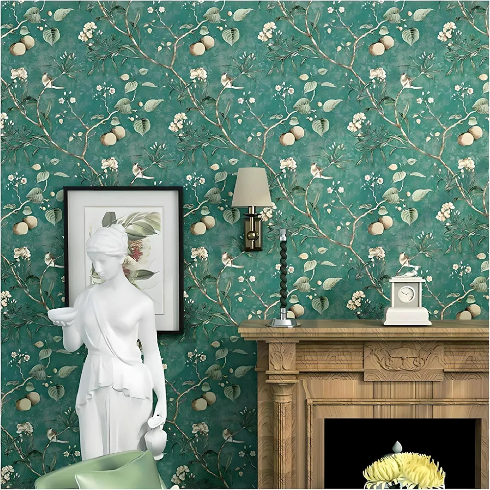 Indian Royals Vintage Flower Trees Birds Wallpaper for Bedroom Wall Paper Sticker Waterproof