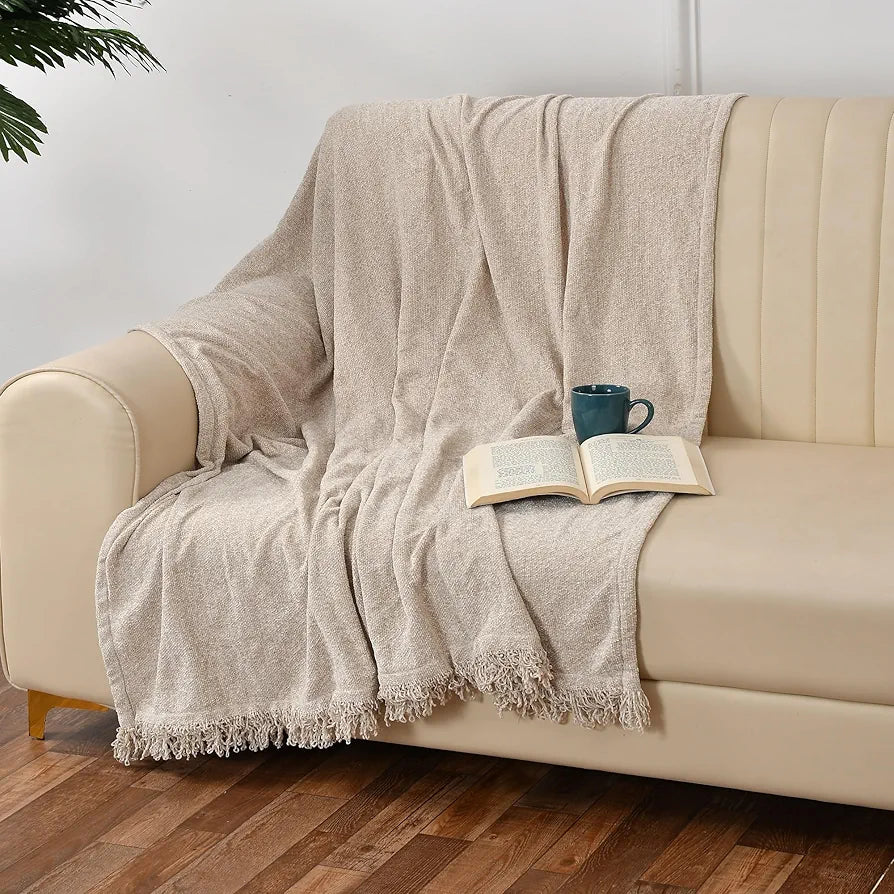 Sashaa World Soft Chenille Throw Colour Natural