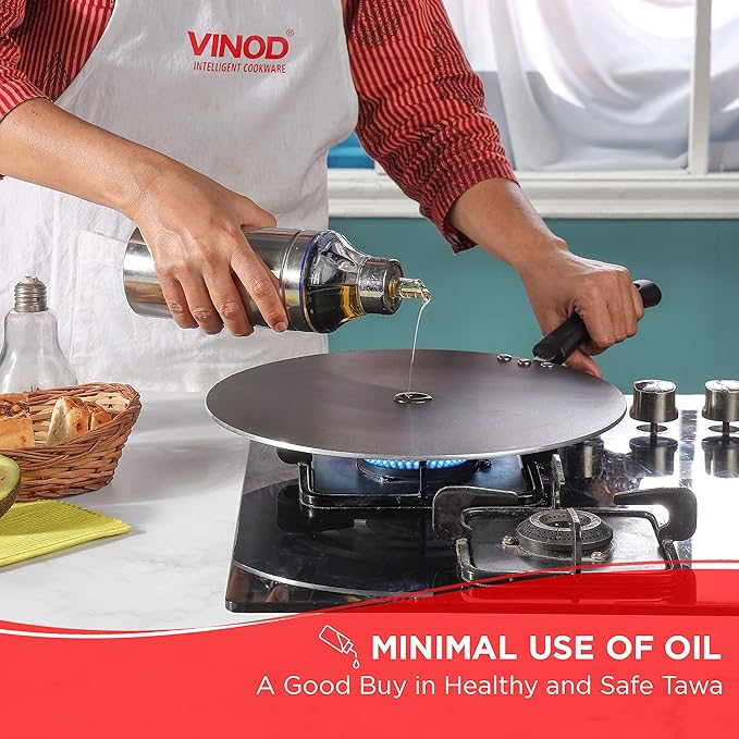 Vinod Zest Aluminium Non Stick Flat Multi Tawa - 30 cm | Triple Layer Ceramic Coating | 4mm Extra Thick Chapati Tawa