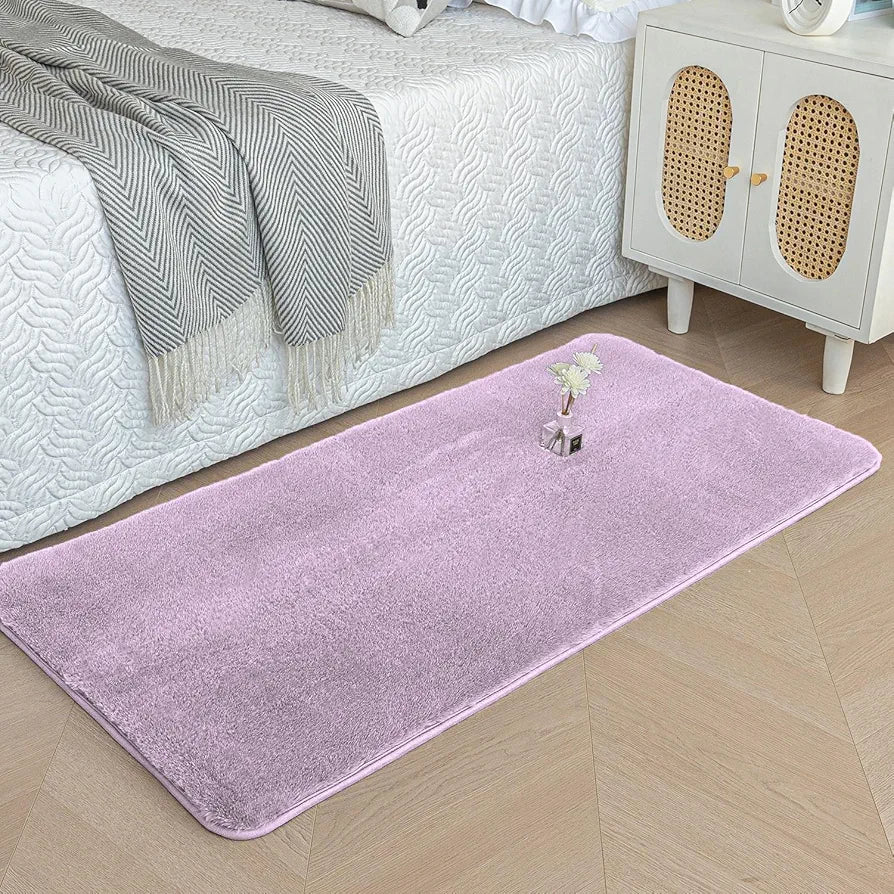 Luxe Home International Rectangular Bath Mat Super Soft Anti Skid Rabbit Fur  Bathroom Mats Rug Colour Lilca