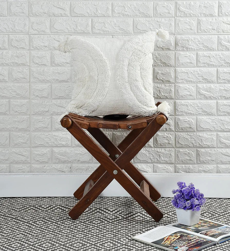 Homadorn Luxury Cotton Handmade Decorative Boho Throw Tufted Pillow Covers White