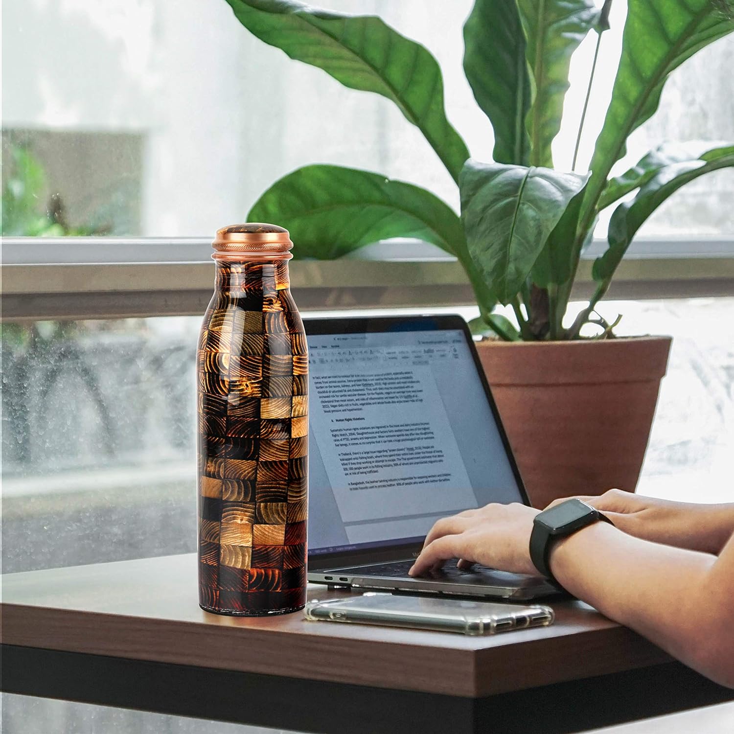 Cello Cop-pura Good Earth Copper Water Bottle | 1000ml | Blocks
