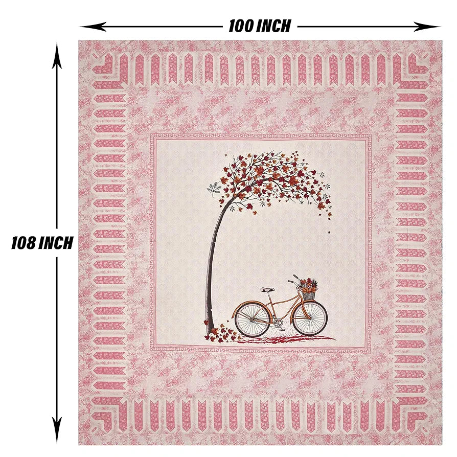 Kuber Industries Double Bedsheet with 2 Pillow Covers 160 TC Premium Cotton Photo Frame Cycle Pink