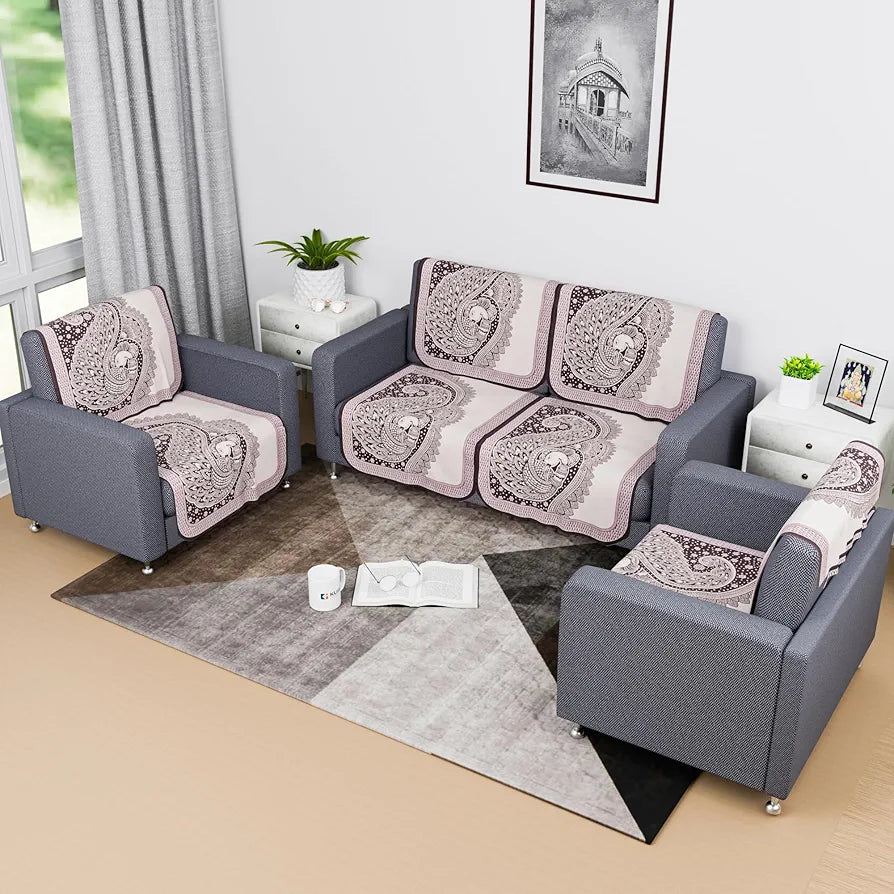 Kuber Industries Sofa Cover Net 2+1+1 Seater Sofa Slip Cover Set Mor Digital-837 Purple