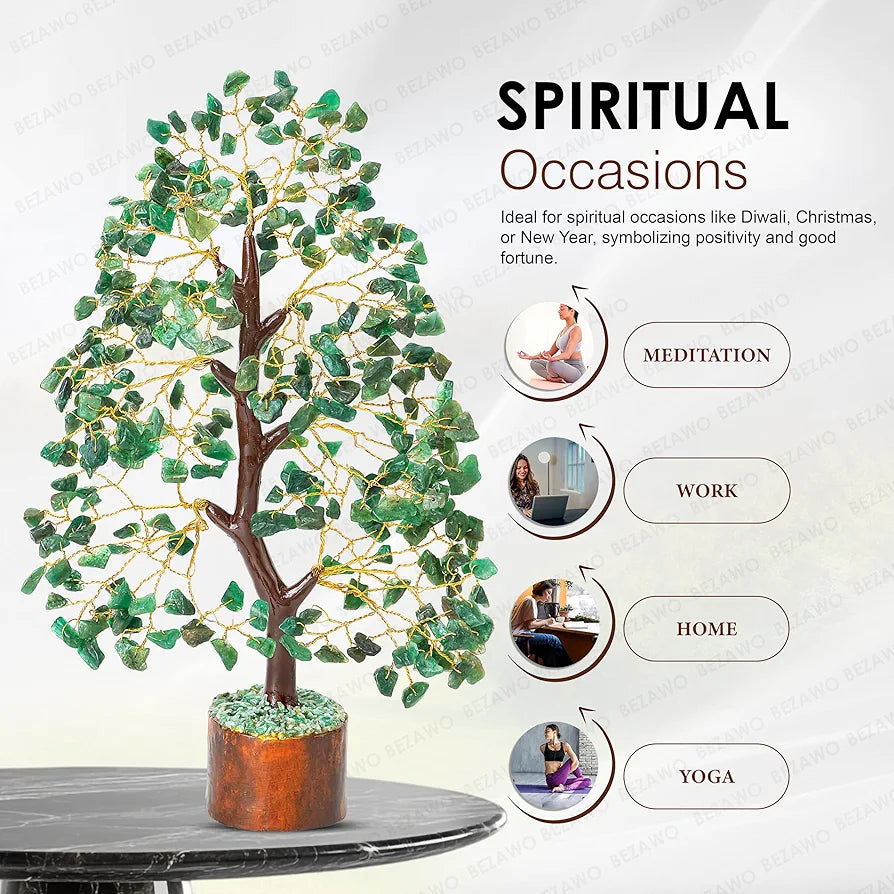 Bezavo Green Aventurine Crystal Tree – Feng Shui Golden Wire