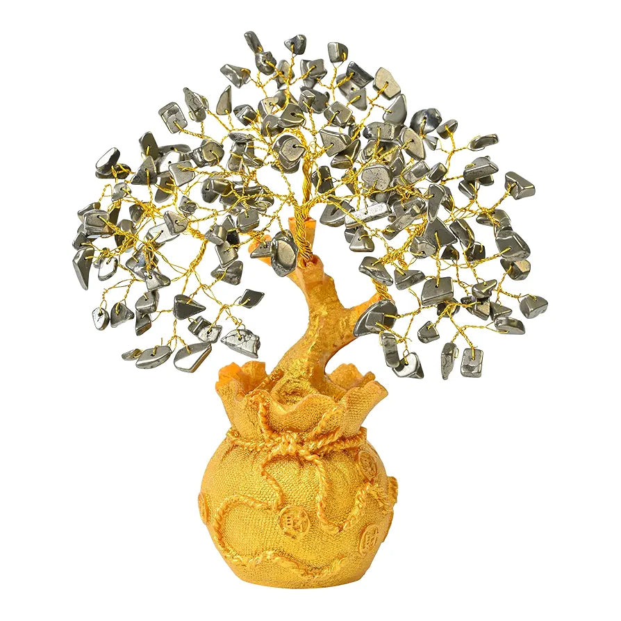 Zaicus Pyrite Crystal Tree for Wealth & Prosperity Feng Shui Money Tree with Golden Pot