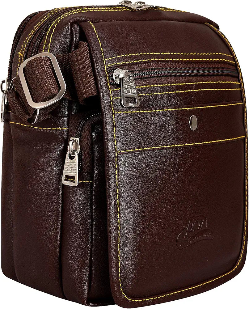 Leather World Leatherette Tan Sling Bags Men Messenger Bags Cross Body Bags Girl