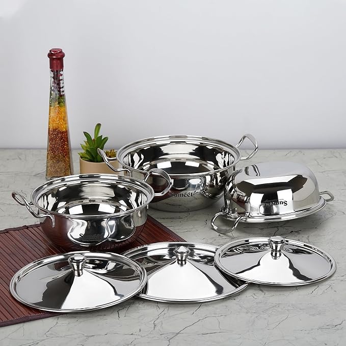 Sumeet Big Size Stainless Steel Cook and Serve Induction Handi Set