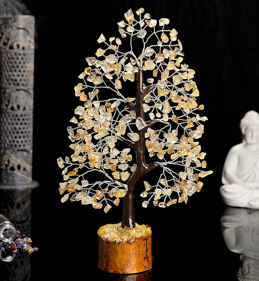 HindCraft Citrine Chakra Crystal Silver Wire 10-12 inch