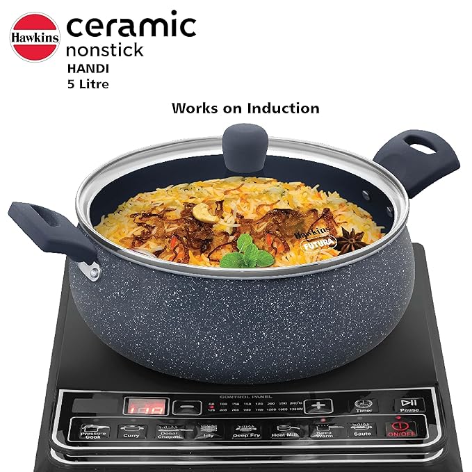 Hawkins Ceramic Nonstick Handi 5 litre Induction Biryani Pot