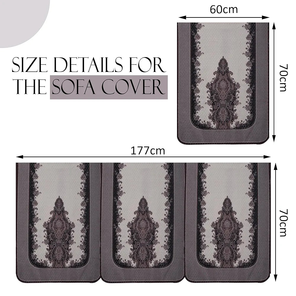 Kuber Industries 5 Seater Sofa Set Cover Net Design Sofa Slipcover Cream & Black
