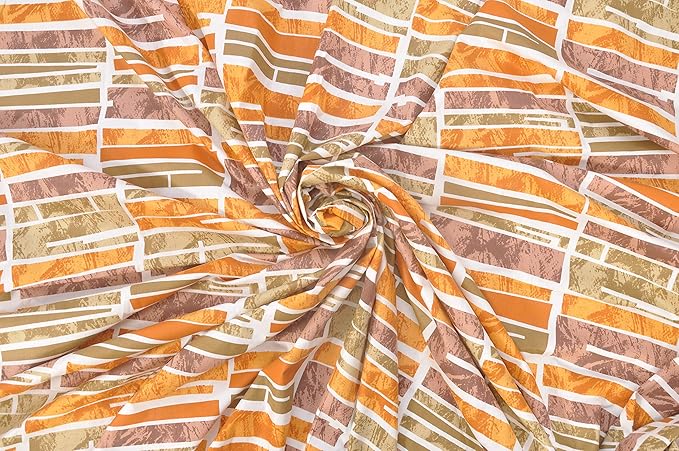 Huesland by Ahmedabad Cotton 144 TC Cotton King Size Bedsheet with 2 Pillow Covers - Orange, Green & Brown