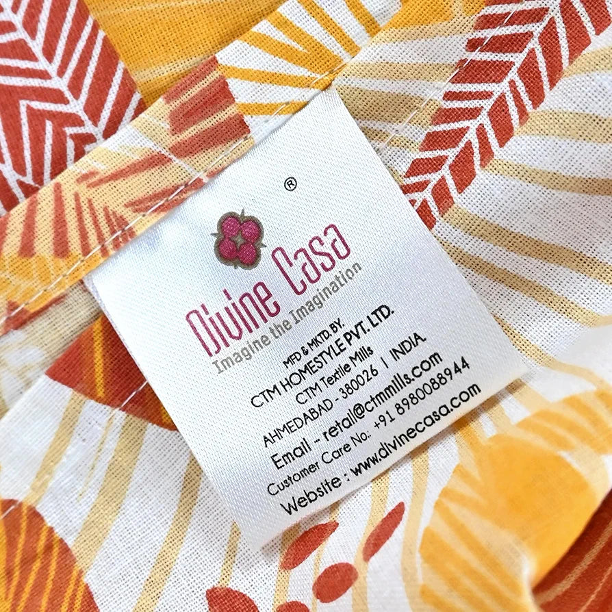 Divine Casa 144 TC Pure Cotton Single Size Bedsheet with 1 Pillow Cover Floral Paisley Colour Mustard Orange