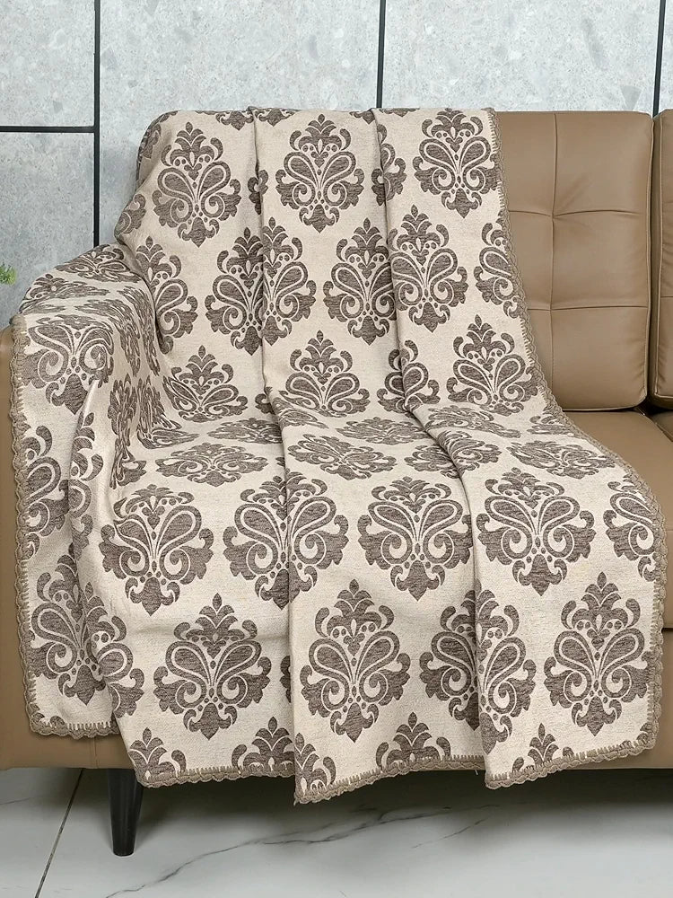 Saral Home Chenille 1 Seater Sofa Cover Throw Colour Grey