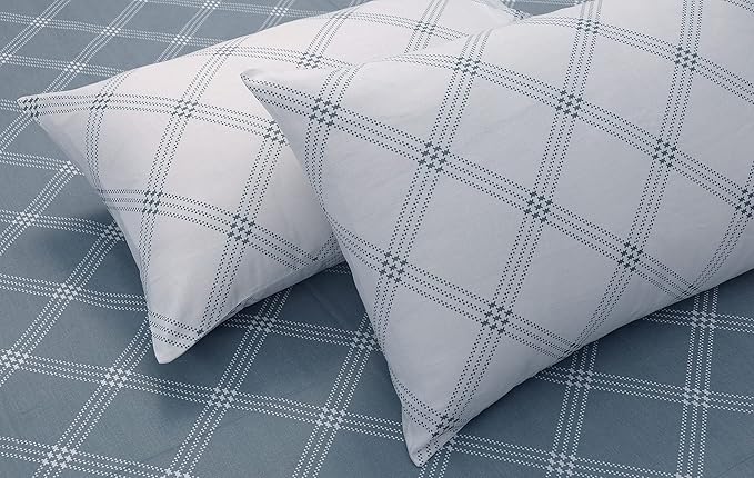 Huesland by Ahmedabad Cotton 186 TC Bedsheet for King Size Bed with 2 Pillow Covers | Grey & White
