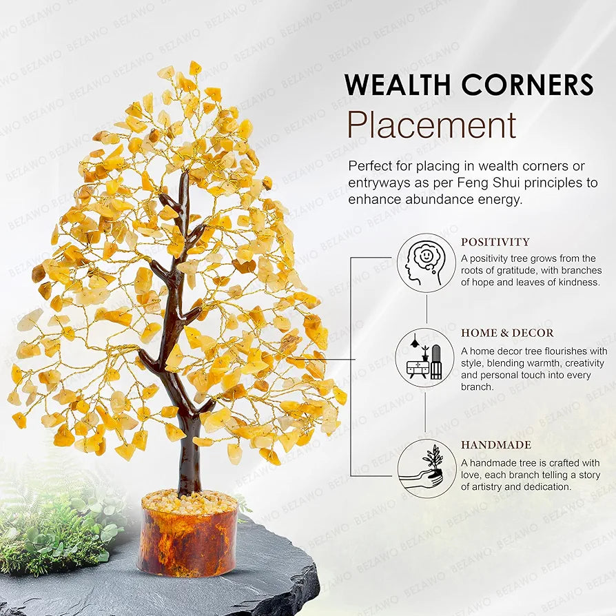Bezavo Yellow Aventurine Crystal Tree Golden Wire