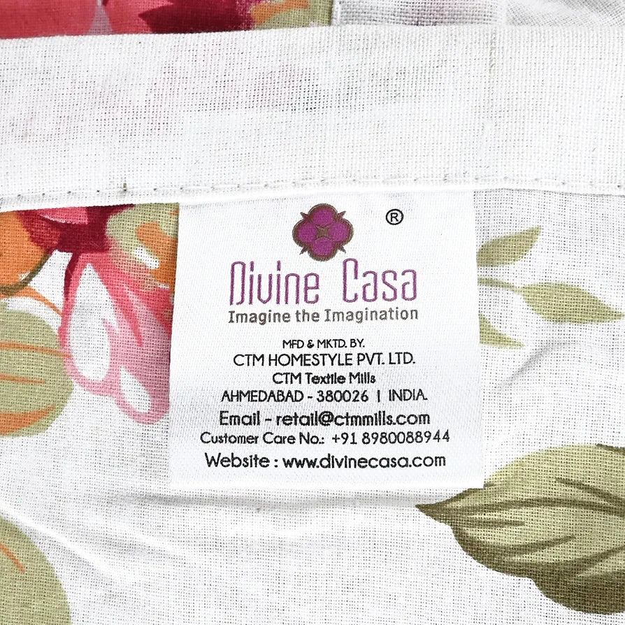 Divine Casa Floret 100% Cotton Single Dohar 120 GSM Soft & Lightweight Throw Blanket Colour Rosy Retreat