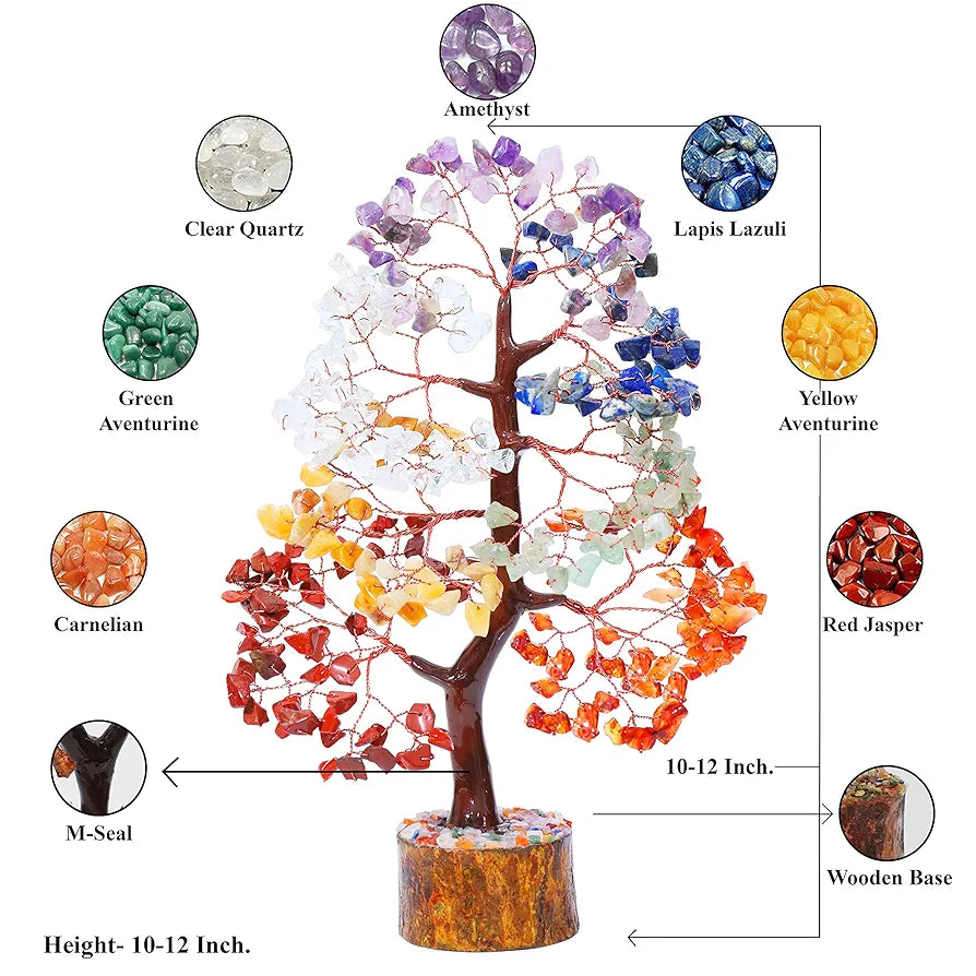 HindCraft Seven Chakra Crystal Tree Copper Wire 10-12 inch