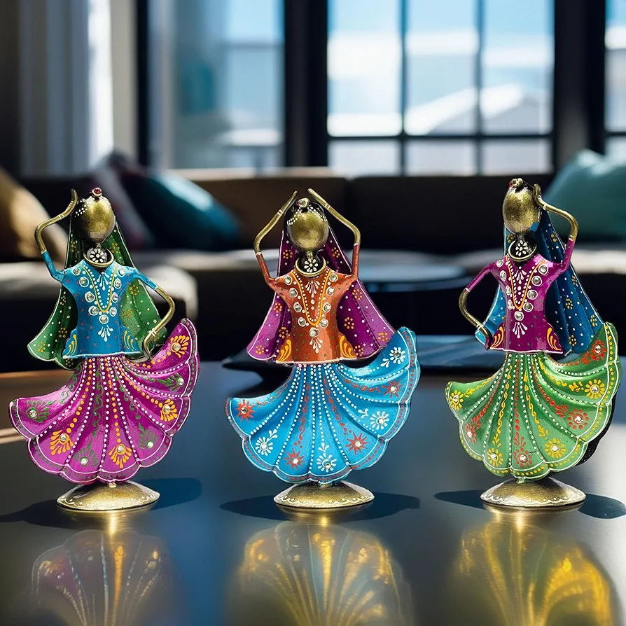 Kraftskala Set of 3 Metal Figurine Dancers Home Decor Item for Living Room