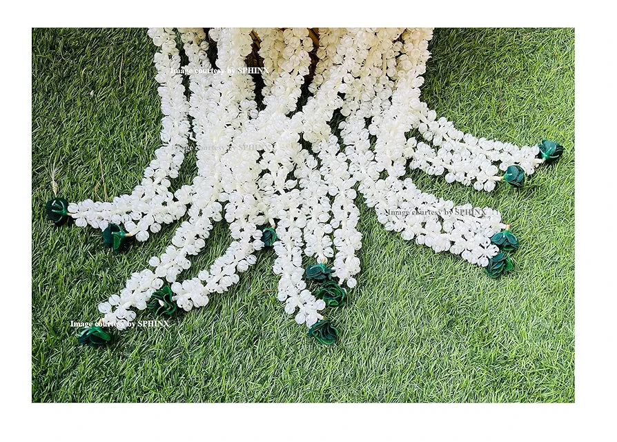 Artificial Jasmine Buds & Rose Strings Garlands Green