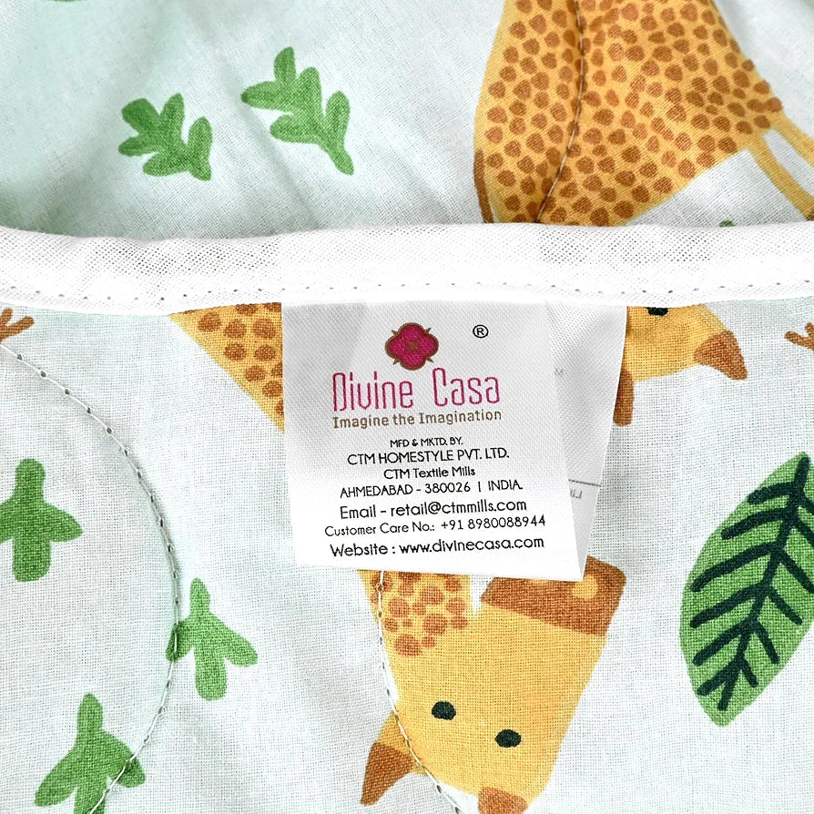 Divine Casa 120 GSM Cotton Single Kids Comforter Soft & Lightweight All-Season Blanket Colour Misty Jade