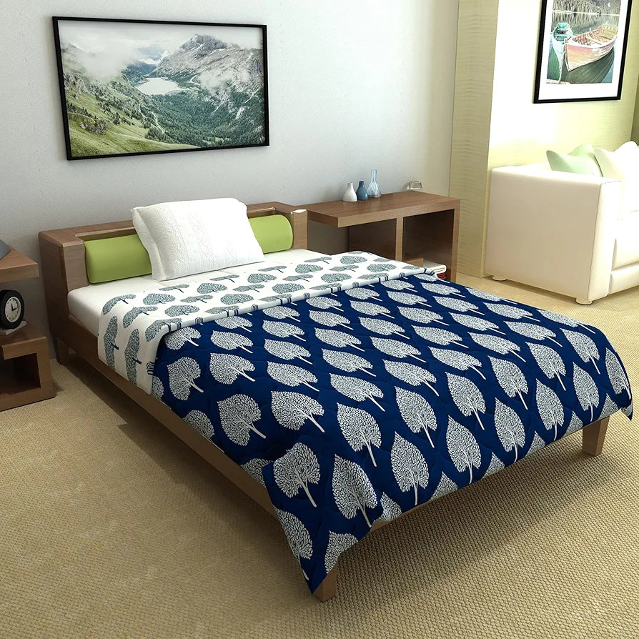 Divine Casa 120 GSM Super Soft Microfiber Geometric Winter Single Bed Size Comforter/Duvet/AC Blanket/Quilt Colour Blue TC - 120