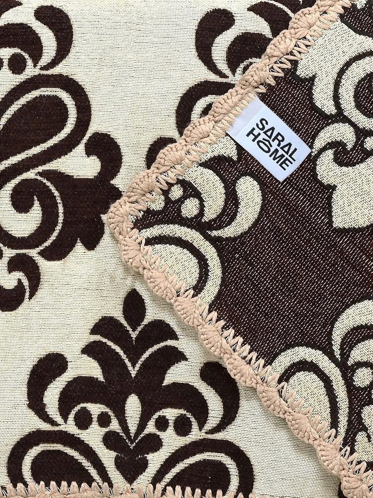 Saral Home Chenille 2 Seater Sofa Cover Throw Colour Brown