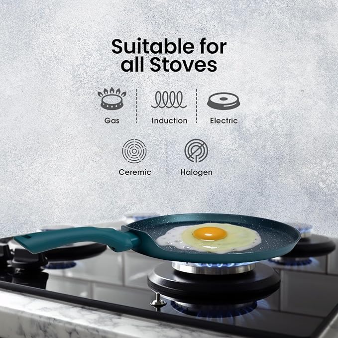 Solara Granite Dosa Tawa Non Stick Pan 28cm, Dosa Tawa Induction Base & Gas Compatible With Soft-touch Handles | Bezel