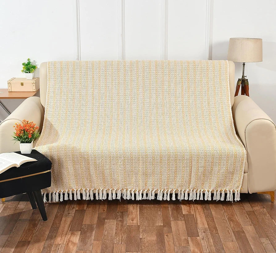 Sashaa World Striped Super Soft & Breathable Throw Blanket Colour Yellow