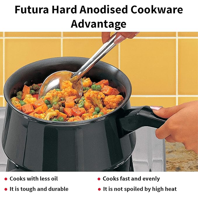 Hawkins Futura Hard Anodised Handi (Saucepan) 2 L, 18 cm, 4.06 mm with single handle