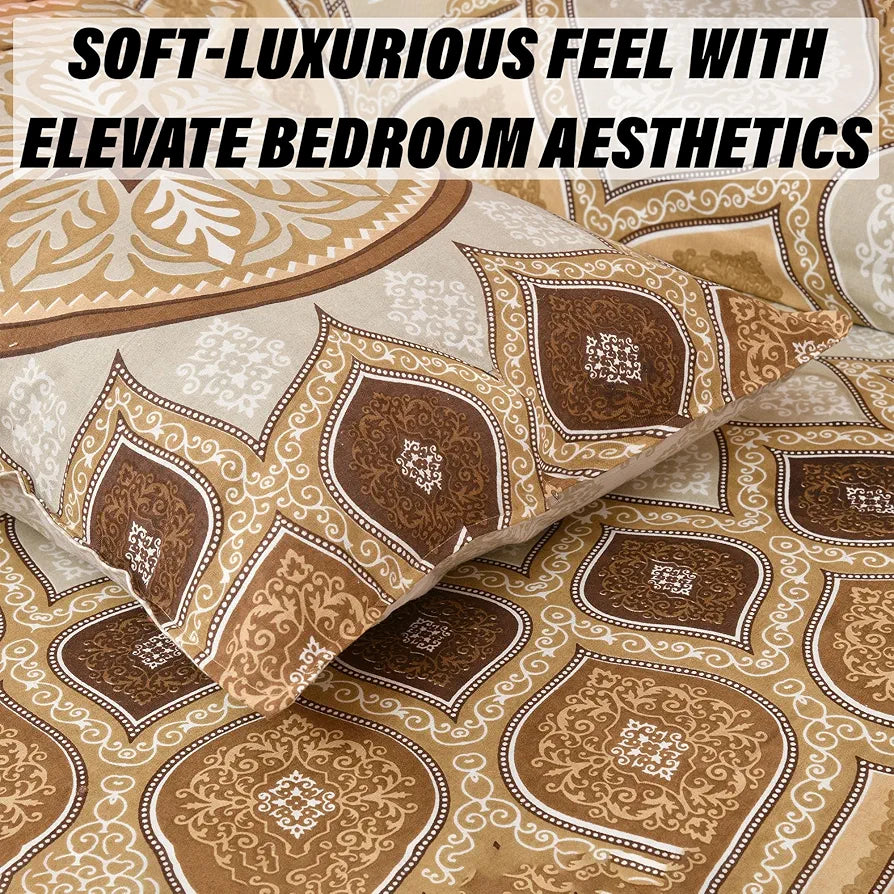 Kuber Industries Double Bedsheet with 2 Pillow Covers 160 TC Premium Cotton Brown