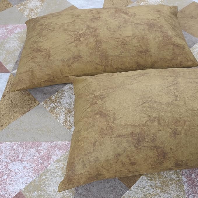 Huesland by Ahmedabad Cotton 186 TC Bedsheet for King Size Bed with 2 Pillow Covers | Green Ochre, Mulberry & Grey