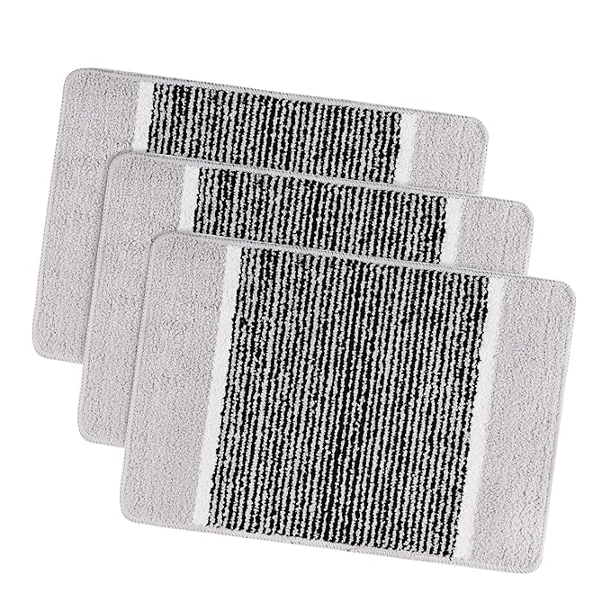 Kuber Industries Anti-Skid Water-Absorbent Door Mats for Home Micro Diamond Lining Light Grey