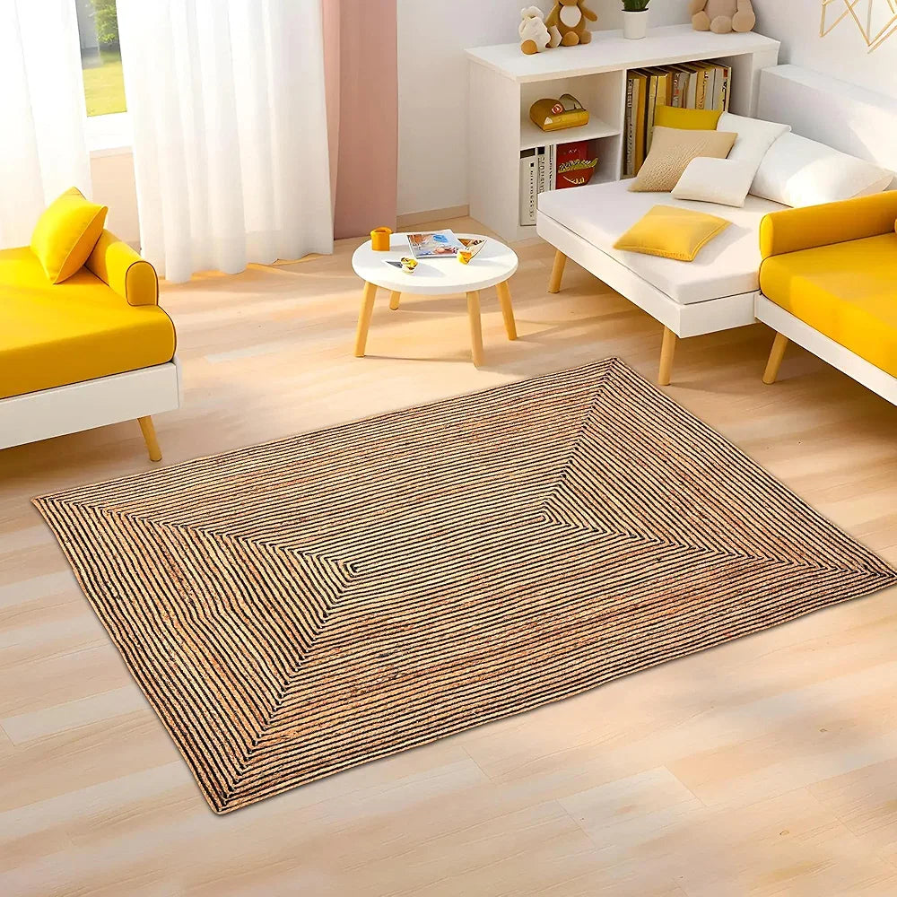 Kuber Industries 5x7 Feet Natural Look Jute Rug & Carpet for Home & Bedroom Light Brown