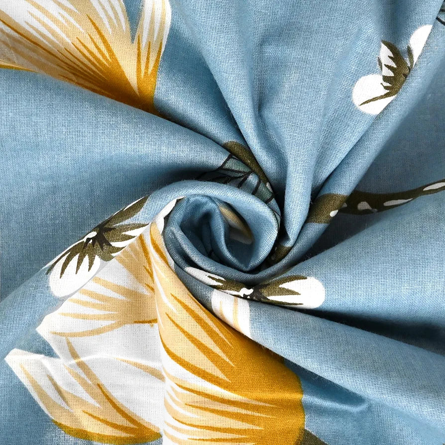 Divine Casa 100% Cotton Single Bed Dohar Lightweight & Soft AC Blanket Colour Blossom Haven Sky Blue