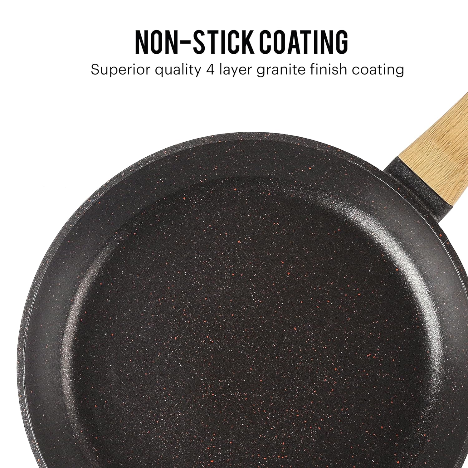 Cello Castello Die Cast Induction Taper Aluminium Fry Pan | Induction Base Fry Pan | Wooden Handle