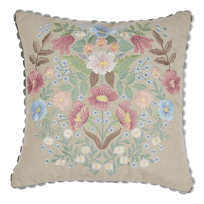 Haus & kinder Decorative Embroidered Cushion Cover  | Colour Medallion buta