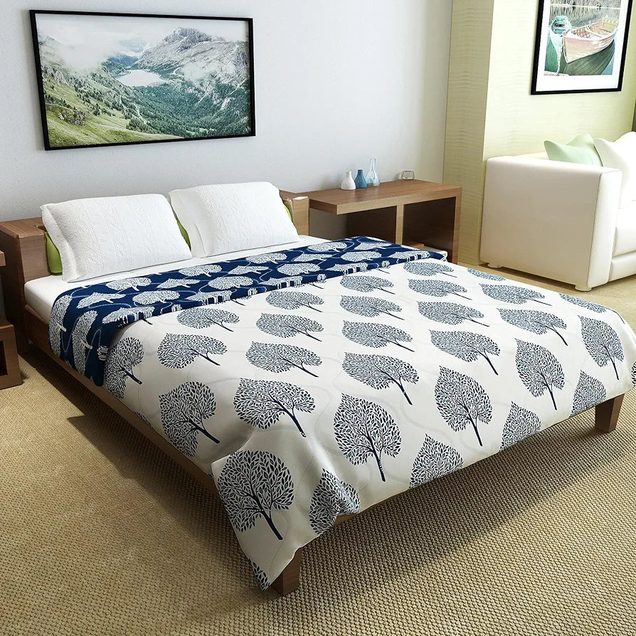 Divine Casa Microfibre Quilt AC Blanket 120 GSM All Season Reversible Double Bed Size Comforter Colour Medieval Blue