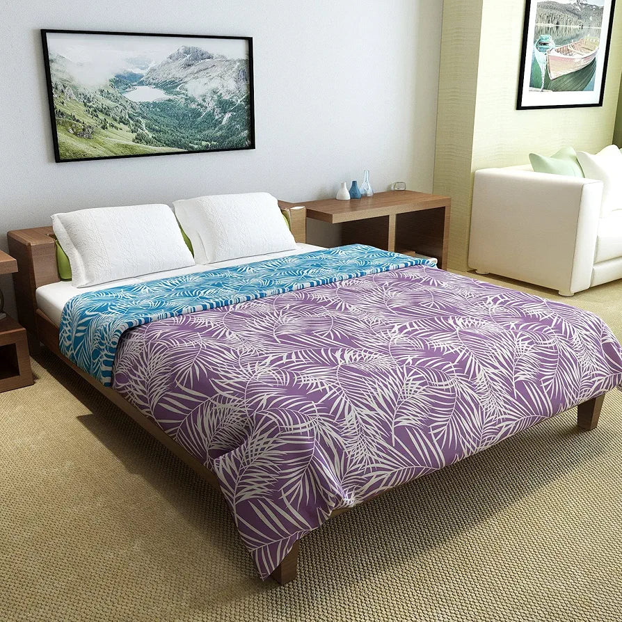 Divine Casa Microfiber 150 GSM Reversible Double Bed Comforter Ultra Soft & Lightweight Blanket Colour Aquarius Purple