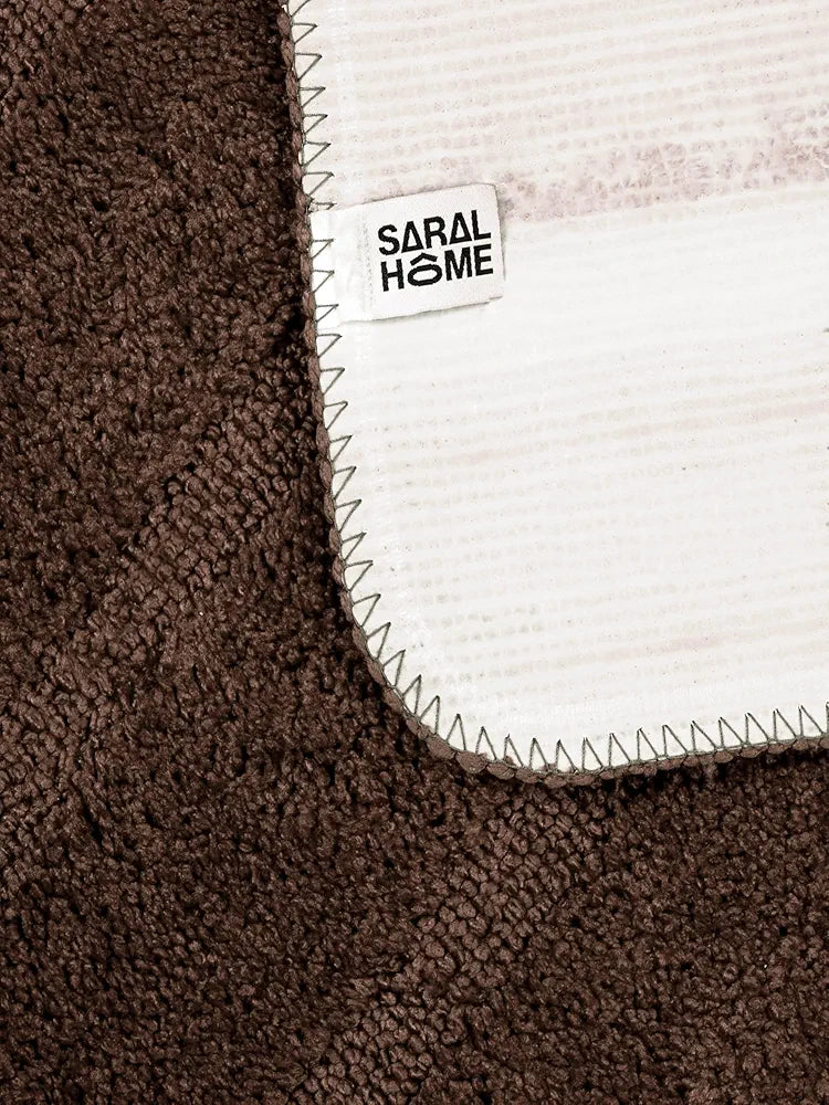 Saral Home Microfiber Soft Anti Slip Water Absorbent Door Mat & Bath Mat Colour Brown (Pack Of 2)