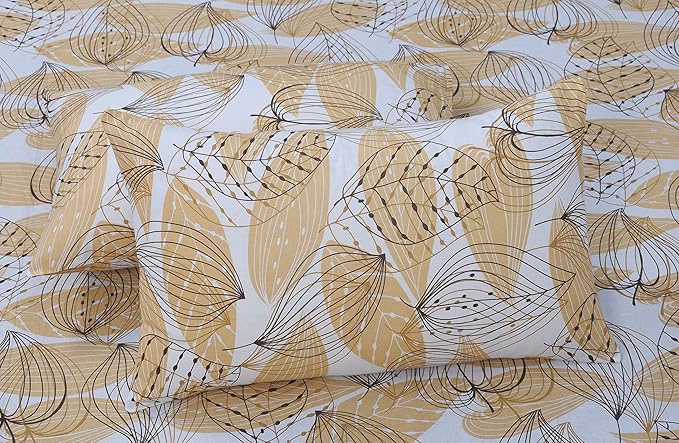 Huesland by Ahmedabad Cotton 144 TC Cotton Bedsheets for King Size Bed with 2 Pillow Covers | Brown & White