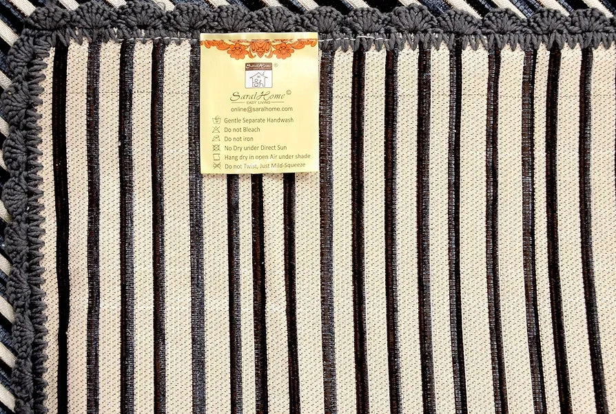 Saral Home Easy Living Soft Decorative Viscose Chenille Striped Sofa Covers/throw Grey