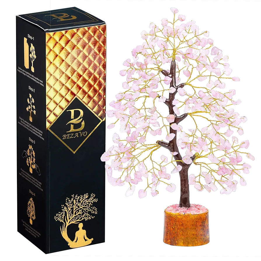 Bezavo Rose Quartz Crystal Tree Copper Wire