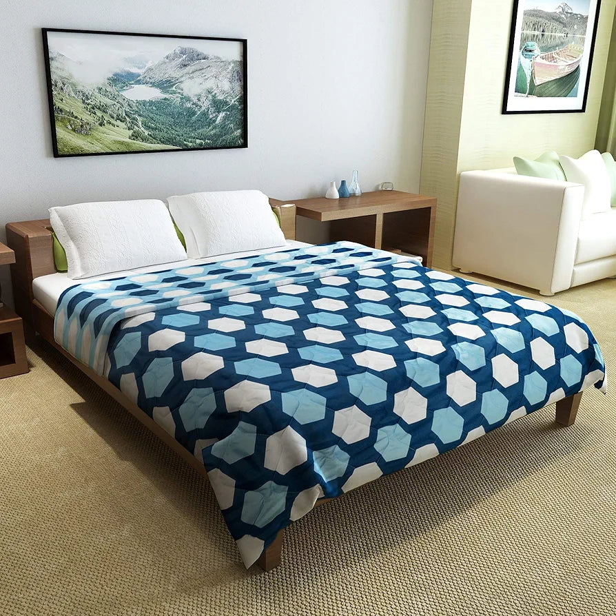 Divine Casa Microfiber 150 GSM Reversible Double Bed Comforter Ultra Soft & Lightweight Blanket Colour Legion Blue