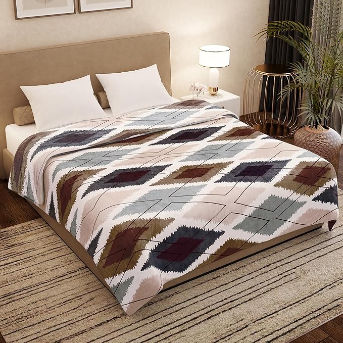 Story@Home Blanket Polyester All-Season AC Comforter Double Bed Blanket White & Grey