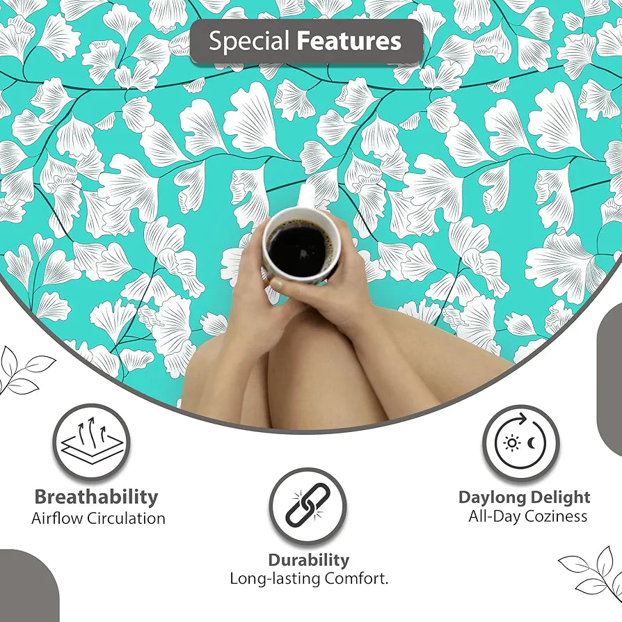 Divine Casa 144 TC Cotton Bedsheet for Single Bed with 1 Pillow Cover Colour Teal & White