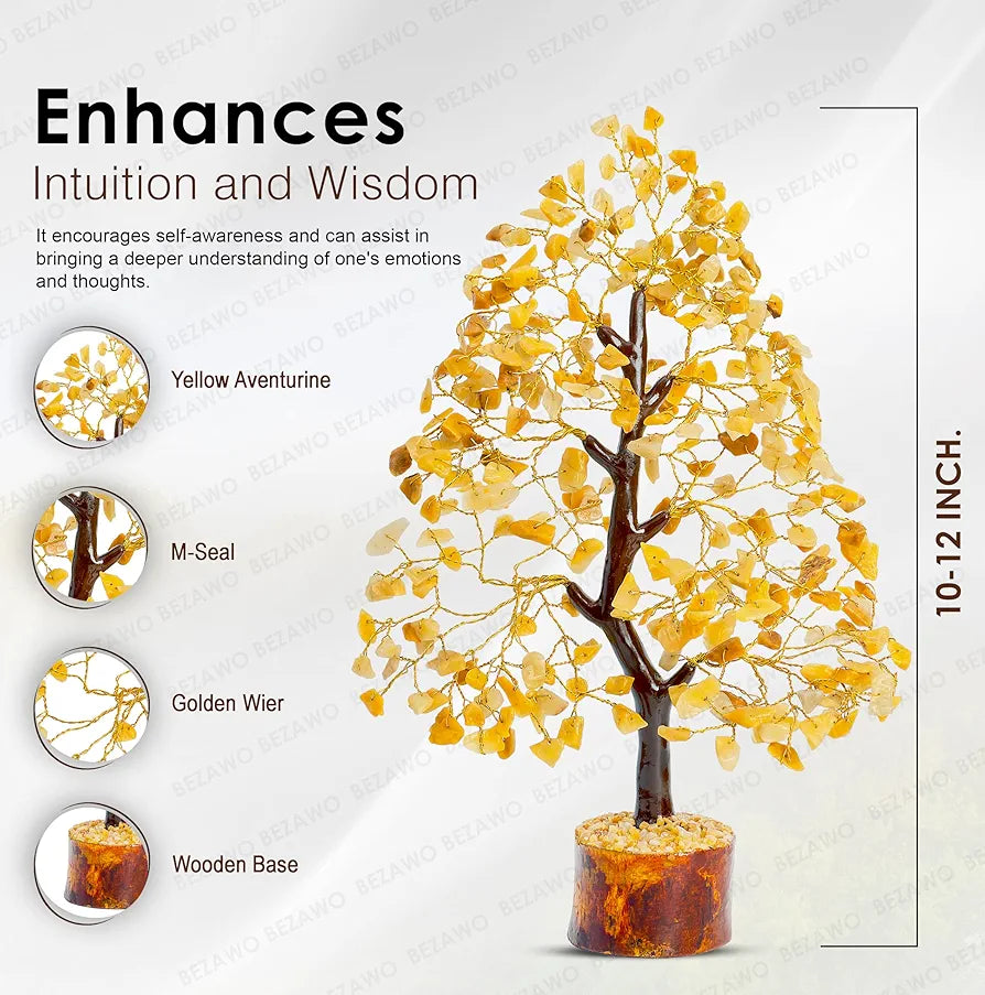 Bezavo Yellow Aventurine Crystal Tree Golden Wire