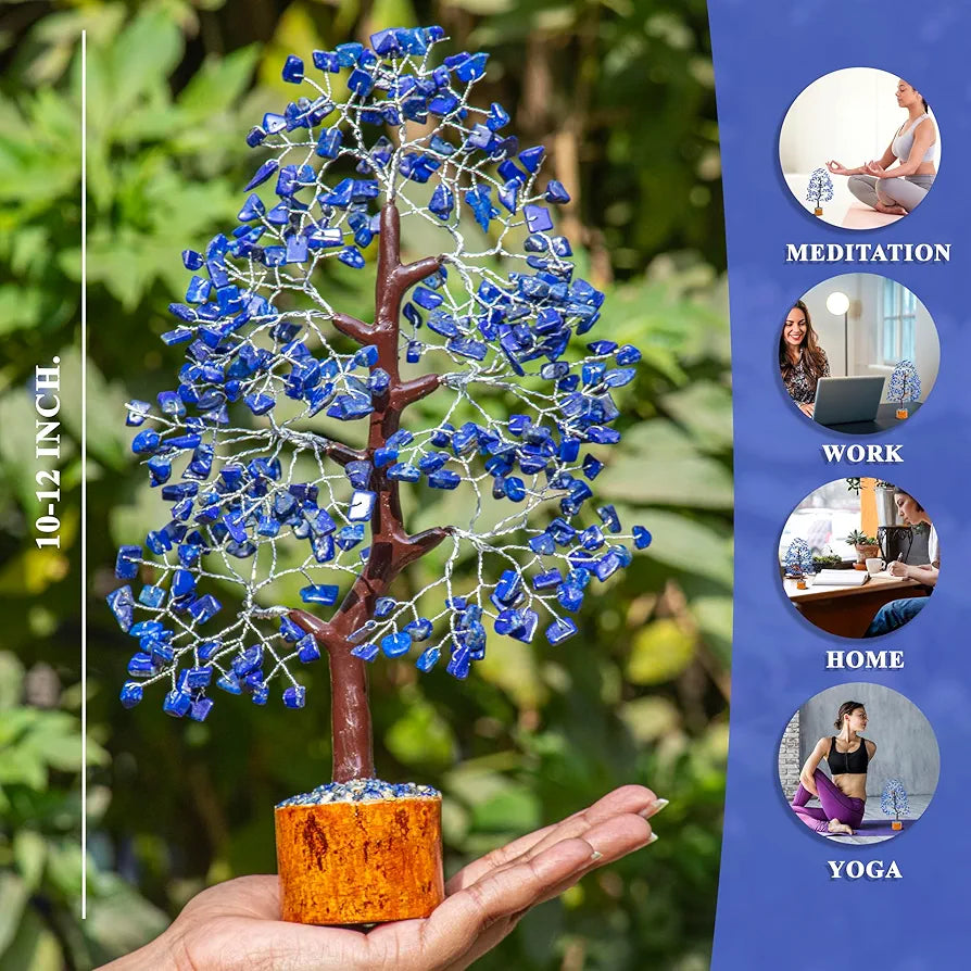 Hindcraft Lapis Lazuli Crystal Tree Silver Wire 10-12 inch