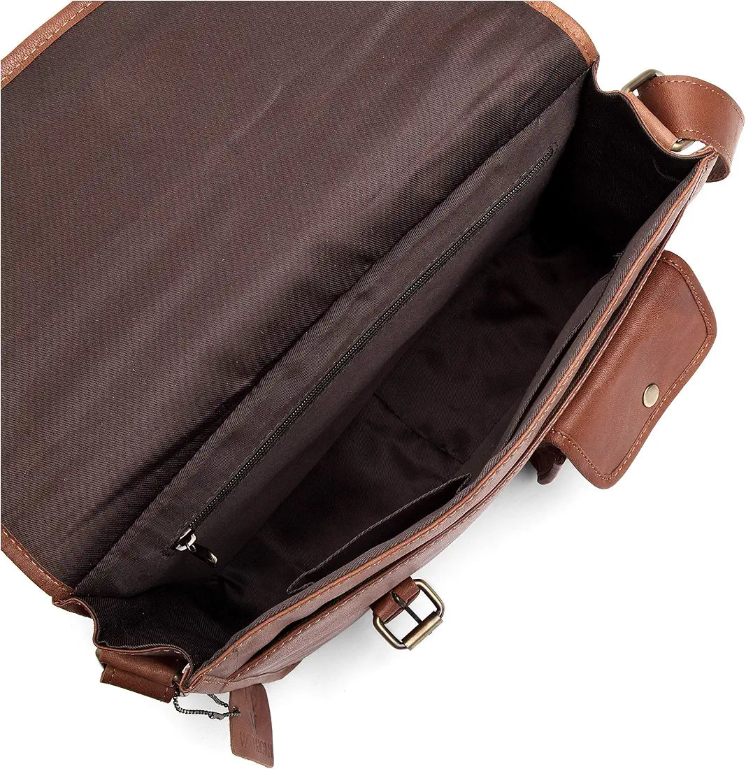 WildHorn® Classic Leather 13.5 inch Laptop Messenger Bag for Men I Office Bags I Travel Bags I Adjustable Strap I DIMENSION: L- 13 inch H- 10 inch W- 3.5inch