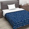 Divine Casa Microfiber 120 GSM Single Bed Dohar Navy Blue Typography Print Lightweight Reversible AC Blanket